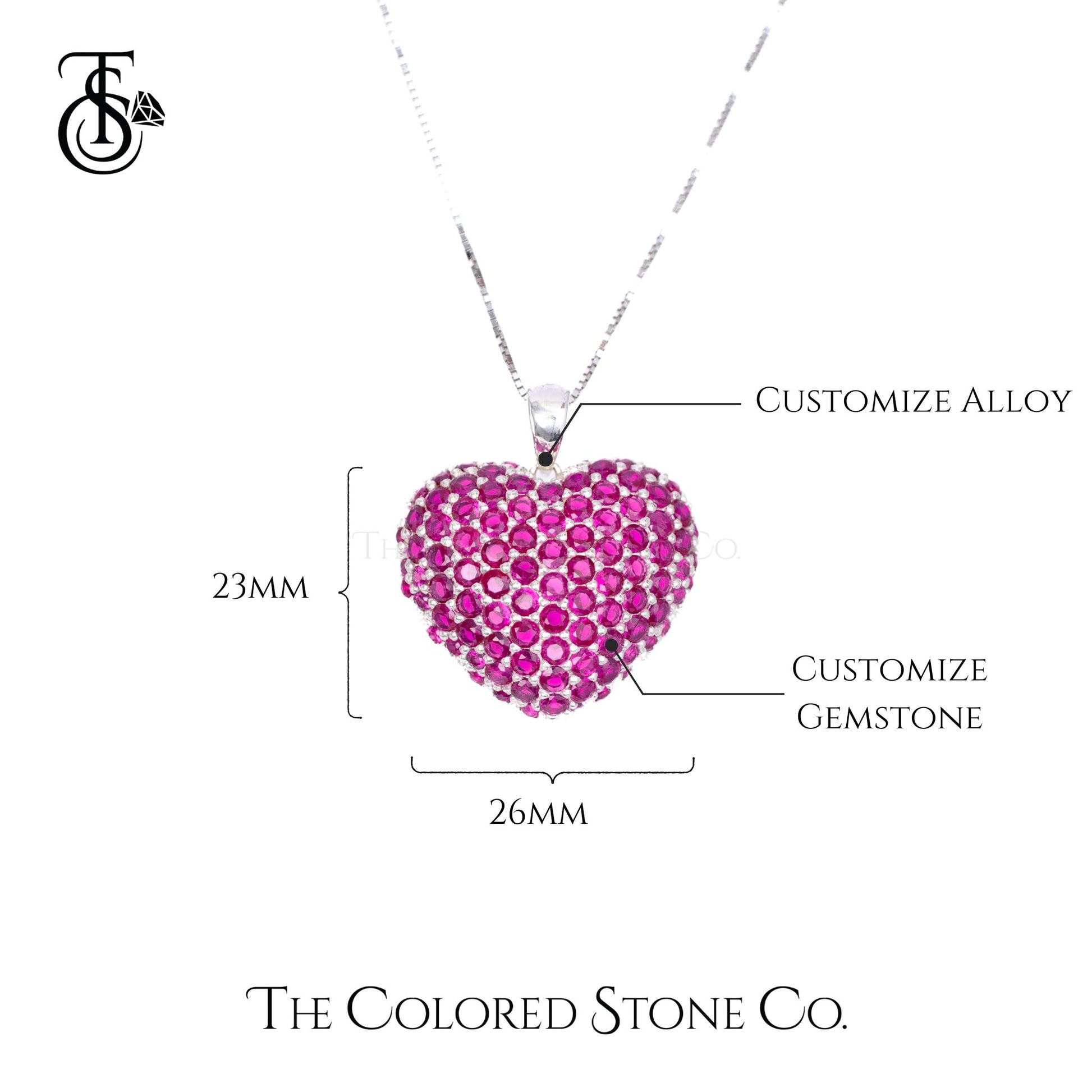 Heart Shape Pendant studded with Rubies