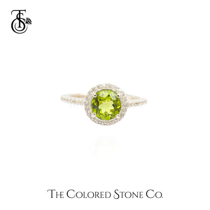 Majestic Halo Ring - Natural Peridot