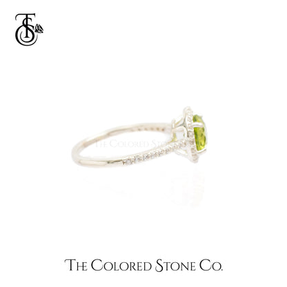 Majestic Halo Ring - Natural Peridot