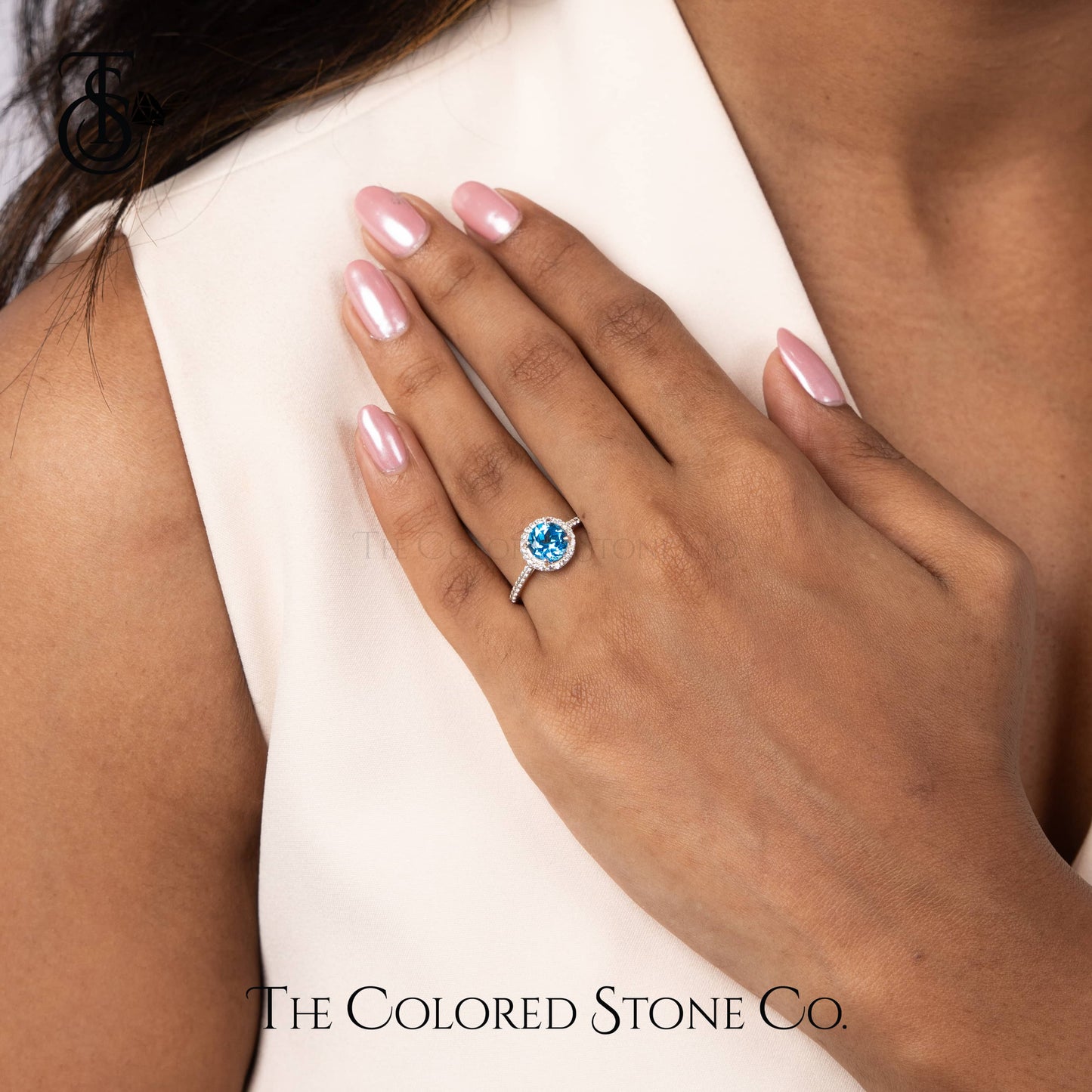 Majestic Halo Ring - Natural Topaz