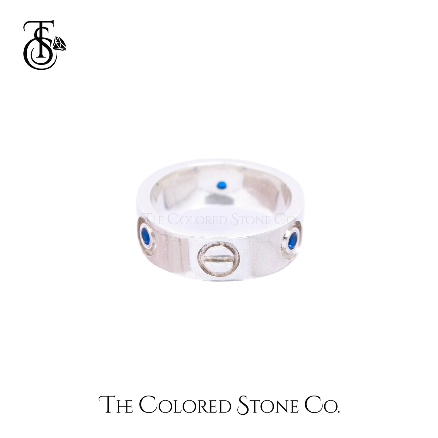 Bolt Ring - Unisex - Natural Blue Sapphire