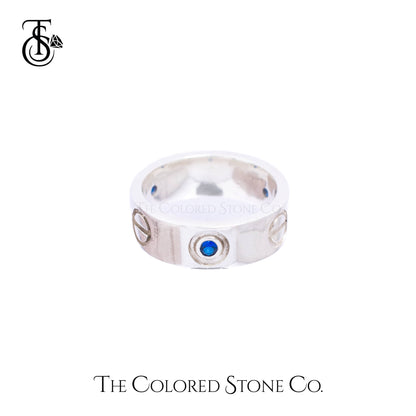 Bolt Ring - Unisex - Natural Blue Sapphire