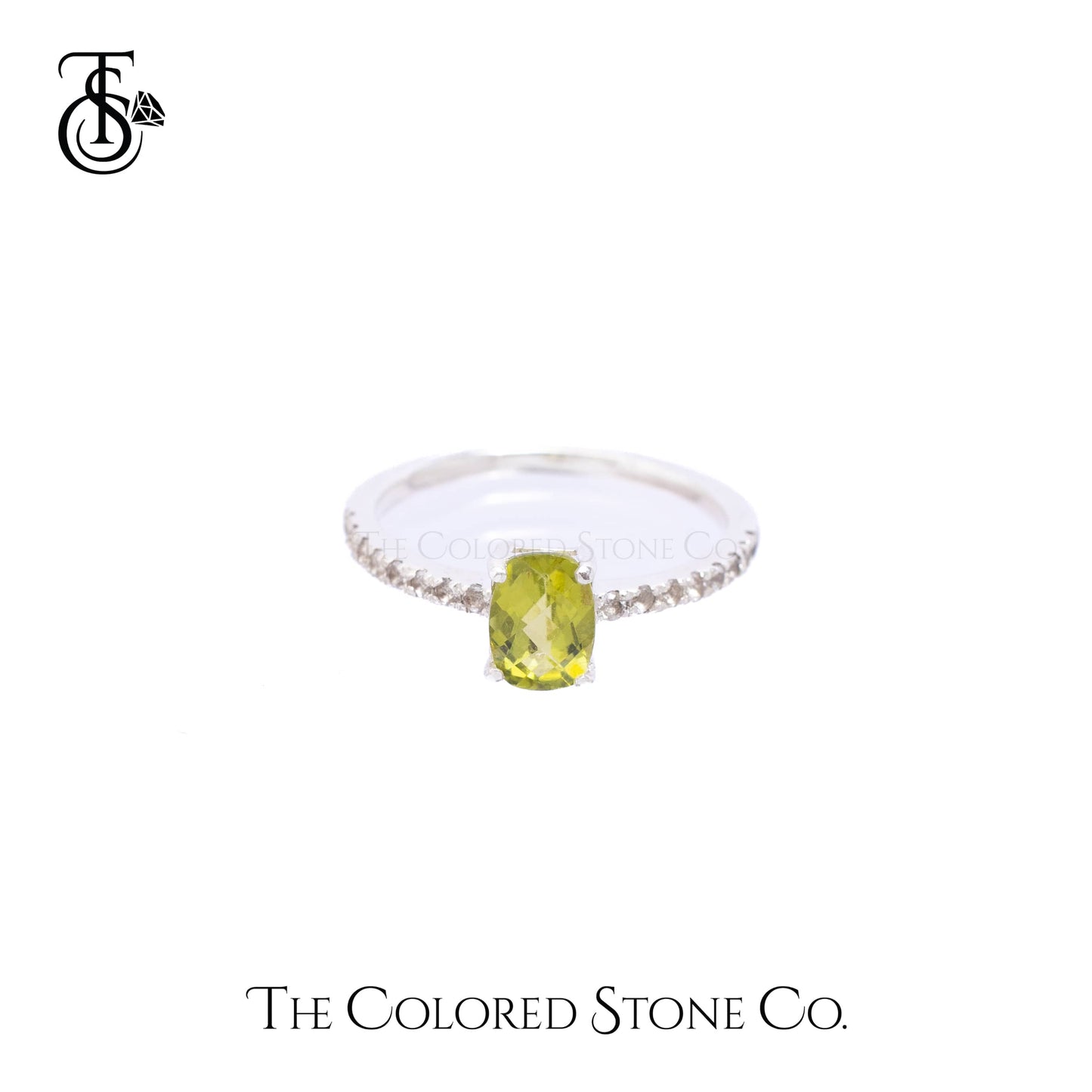 Simplicity Ring - Natural Peridot Checkerboard Cut