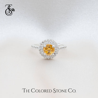 Duo Halo Ring - Natural Citrine