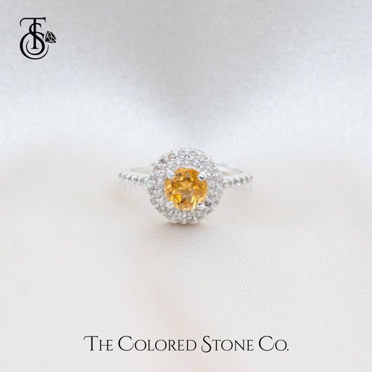 Duo Halo Ring - Natural Citrine