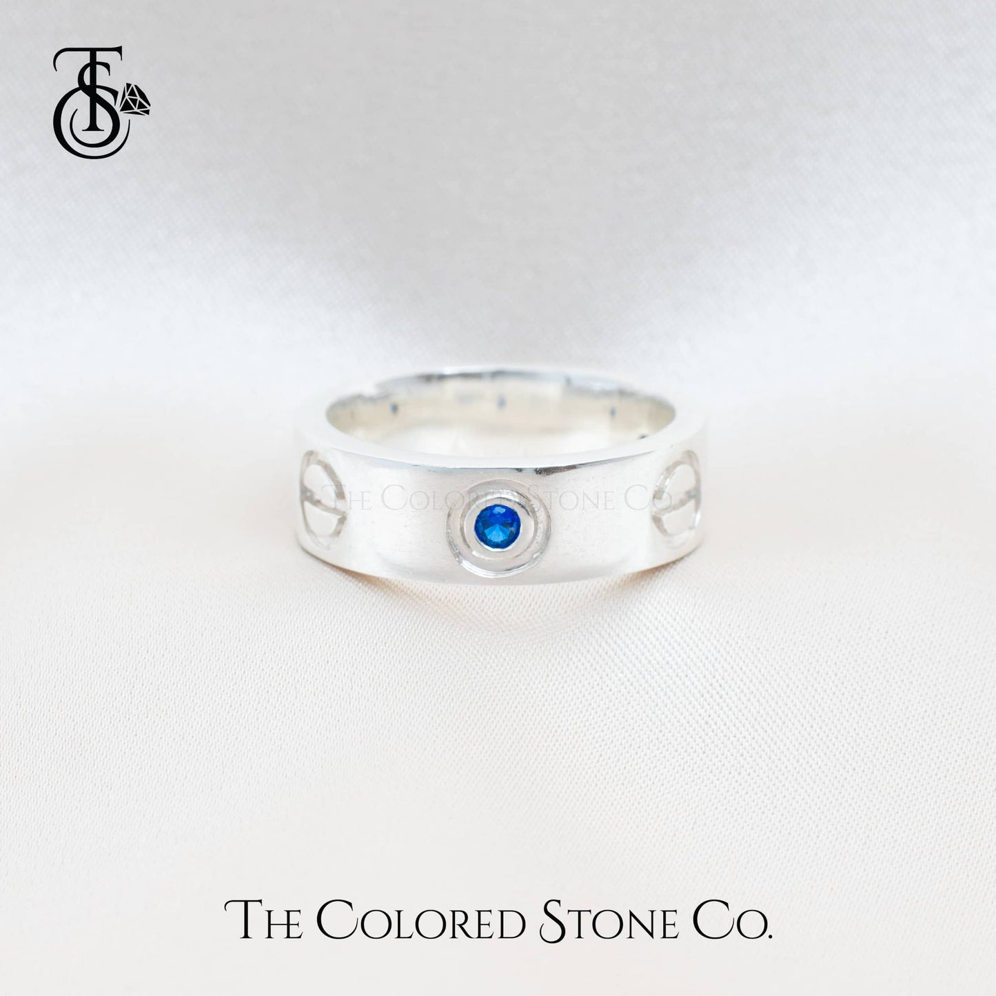 Bolt Ring - Unisex - Natural Blue Sapphire