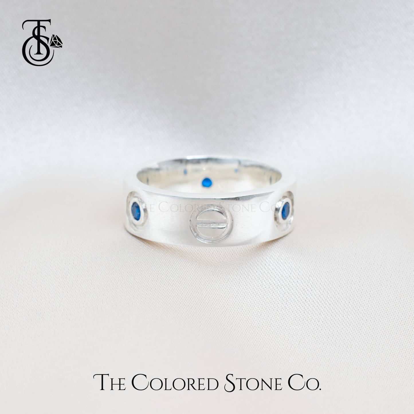 Bolt Ring - Unisex - Natural Blue Sapphire