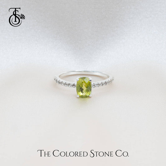 Simplicity Ring - Natural Peridot Checkerboard Cut