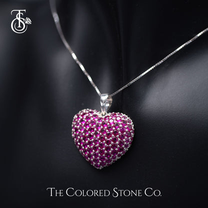 Heart Shape Pendant studded with Rubies