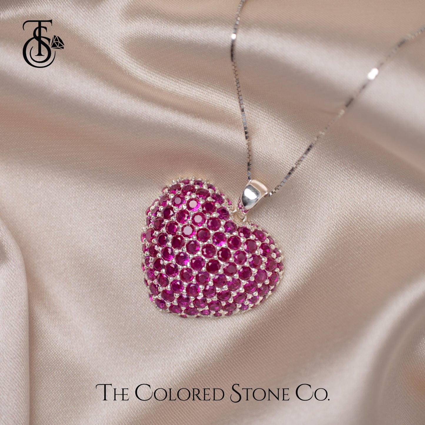 Heart Shape Pendant studded with Rubies